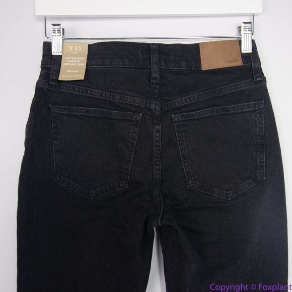 NEW Madewell The Mid-Rise Perfect Vintage Jeans Clean Black Wash, 25 - Picture 10 of 16